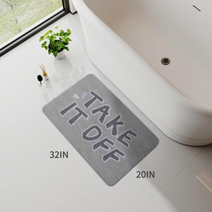 MontVoo Bath Mat Rug for Bathroom-Cute Darkgrey Letter Bathroom Mat Bathroom Rug Non Slip Absorbent Quick Dry Bathmat Shower Mats in Front of Bathtub Sink Washroom Mat Grey 50x80CM