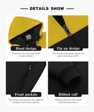 Load image into Gallery viewer, SECOOD Kids Hoodie Fleece Jacket Warm Sherpa Lined Zip Up Hooded Sweatshirt Soft Winter Coat Boys Girls School Outerwear D Yellow
