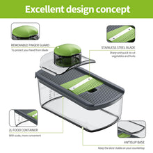 Load image into Gallery viewer, Cambom Mandoline Slicer Vegetable Slicer With 2 L Container for Potatoes, Tomatoes, Cucumbers, Carrots With 10 Blades White
