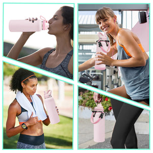 40 oz Insulated Water Bottles with Straw & Auto Chug Lid, Paracord Handle, Metal Flask Keep Cold-48H & Hot-24H, Double Vacuum Stainless Steel Travel Jug with Carrying Case for Gym Workout Running