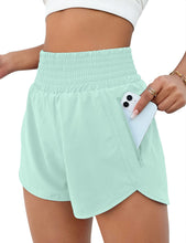 Load image into Gallery viewer, BMJL Women&#39;s Athletic Shorts High Waisted Running Short Pocket 2.5&quot; Sporty Shorts Gym Elastic Workout Shorts(S,Light Green)
