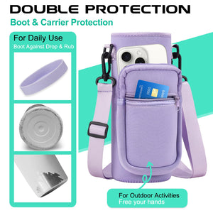 40 oz Water Bottle with Straw - Insulated Vacuum Water Flask with Straw & Auto Spout Lid, Paracord Handle & Carrying Pouch, Keep Cold 48H Hot 24H, Sweat-Proof Thermal Water Jug with Strap for Hiking