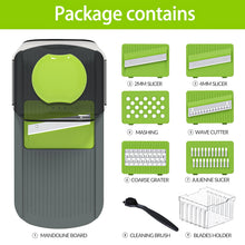 Load image into Gallery viewer, Cambom Mandoline Slicer Vegetable Slicer With 2 L Container for Potatoes, Tomatoes, Cucumbers, Carrots With 10 Blades White
