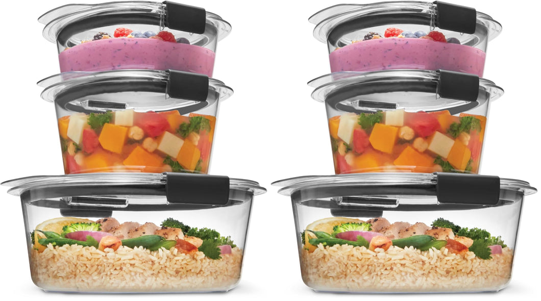 Rubbermaid Brilliance® Round Leak Proof Food Storage Containers, 6 Piece Set (Pack of 2)