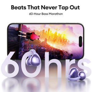 Clip On Earbuds, Open Ear Earbuds Wireless Bluetooth 5.4, Clip On Headphones with LCD Touchscreen, Lightweight Comfort Open Ear Headphones for Sports, Fitness, and Workouts, M100 Purple