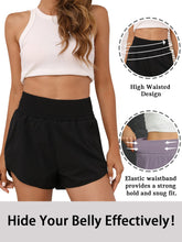 Load image into Gallery viewer, BMJL Women&#39;s Athletic Shorts High Waisted Running Short Pocket 2.5&quot; Sporty Shorts Gym Elastic Workout Shorts(L,Black)
