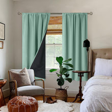 Load image into Gallery viewer, BGment 100% Blackout Curtains for Bedroom with Black Liner, Double Layer Full Room Darkening Noise Reducing and Thermal Insulated Rod Pocket Curtain (52 x 63 Inch, Frosty Green, 2 Panels)
