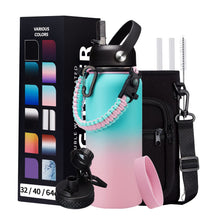 Load image into Gallery viewer, 32oz Stainless Steel Water Bottle -w/Paracord Handle, Straw &amp; Spout Lids, Bottle Sleeve, Reusable Metal Thermo Keep Cold-48h &amp; Hot-24h, Wide Mouth Double-Wall Vacuum Flasks for Sports Fitness
