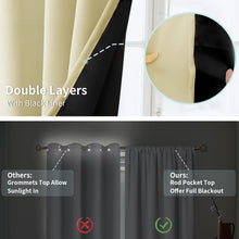 Load image into Gallery viewer, BGment 100% Blackout Curtains for Bedroom 63 Inch Length, Full Room Darkening Thermal Insulated and Noise Reducing Rod Pocket Bedroom Curtain, Each 52 Inch Wide, Cream
