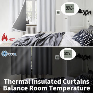 BGment Thermal Insulated 100% Blackout Curtains for Bedroom with Black Liner, Double Layer Full Room Darkening Noise Reducing Rod Pocket Curtain (52 x 63 Inch, Greyish White, 2 Panels)