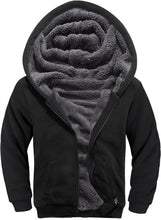 Load image into Gallery viewer, SECOOD Kids Hoodie Fleece Jacket Warm Sherpa Lined Zip Up Hooded Sweatshirt Soft Winter Coat Boys Girls School Outerwear A Black

