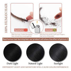 Black Clip in Hair Extension Real Human Hair 20 Inch Remy Hair Extensions Clip ins Real Human Hair for Women 80g/5pcs Straight Human Hair Extensions Double Weft