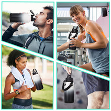 Load image into Gallery viewer, 32OZ Water Bottle with Straw &amp; Strap, BPA Free Insulated Water Bottle Keeps Cold 48H Hot 24H, Double-Wall Sport Water Bottle with Sleeve Carrier, Stainless Steel Bottle for Kids Men Woman Xmas Gift
