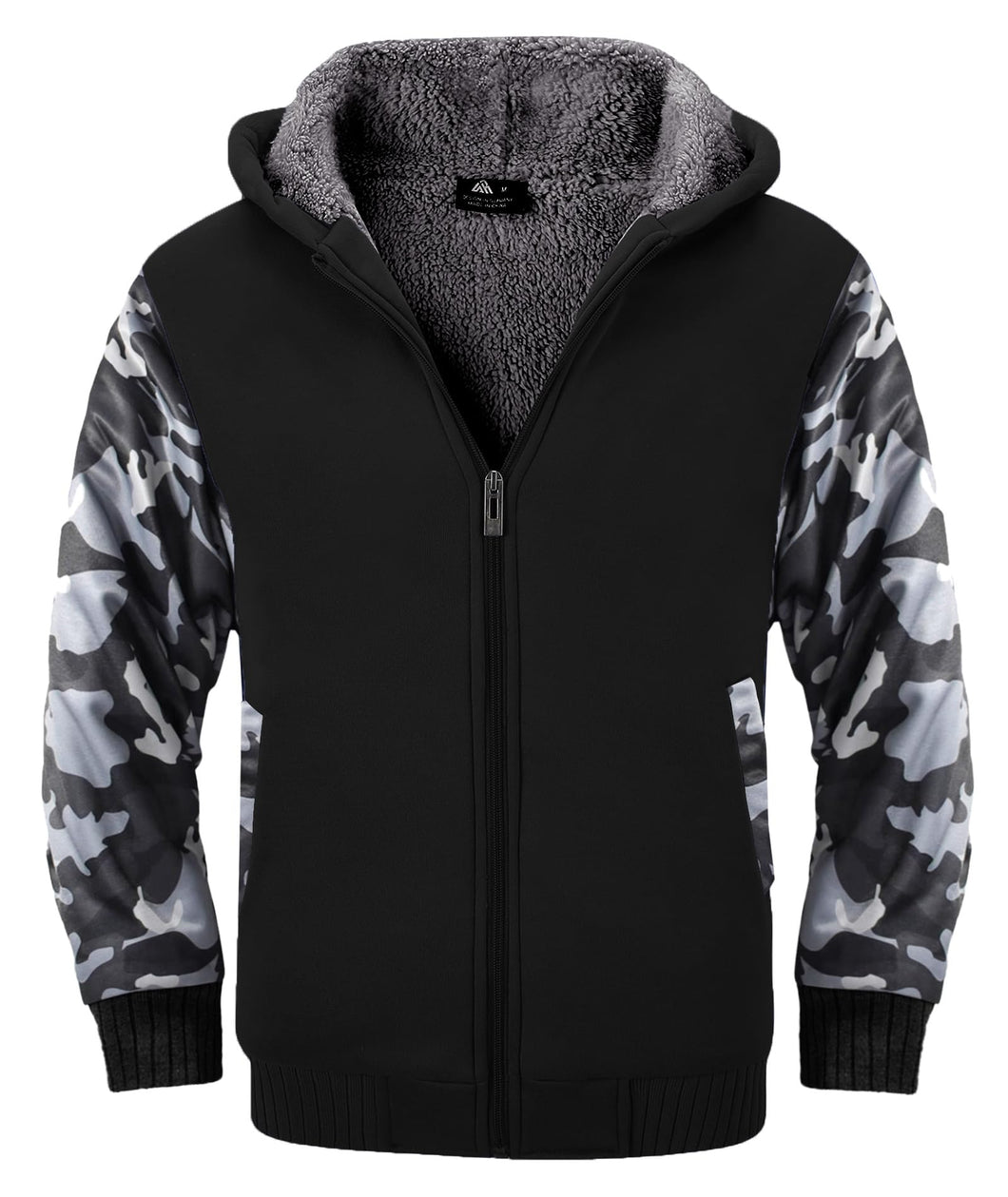 SECOOD Kids Hoodie Fleece Jacket Warm Sherpa Lined Zip Up Hooded Sweatshirt Soft Winter Coat Boys Girls School Outerwear