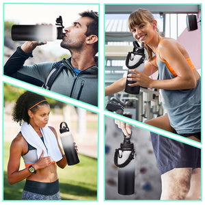 DIGJUPER Stainless Steel Water Bottle 40oz with Straw & Auto Spout Lids, Paracord Handle, Insulated Water Flask Carrier Bag & Protective Boot, Thermo Bottle Mug Metal Canteen Keep Cold-48H & Hot-24H