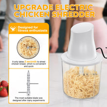 Load image into Gallery viewer, TURNRISE Electric Chicken Shredder Tool: 250W Multifunctional Press-to-Operate Meat Shredder Tool with Large Capacity - Meat Grinder for Chicken Breast, Meats, Fruits, Vegetables, Nuts (White)

