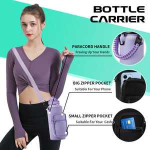 DIGJUPER Insulated Water Bottle 32 oz - with Straw & Pop-up Spout Lid, Paracord Handle, Carrier Shoulder Strap, Protective Boot, Wide Mouth Double Walled Vacuum Insulated Gym Water Bottle for Women