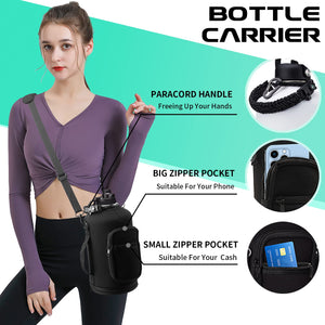 Insulated Water-Jug Gallon Water Bottles - with Straw & Spout Lids, Paracord Handle & Bottle Carrier, 128OZ Metal Gallon Water Bottle Large, Vacuum Thermo Jug Stainless Steel Water Flask Jug