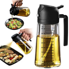 Load image into Gallery viewer, TrendPlain 16oz/470ml Glass Olive Oil Sprayer for Cooking – 2 in 1 Olive Oil Dispenser Bottle for Kitchen Gadgets and Air Fryer Accessories, Salad, BBQ - Black
