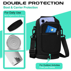 64oz Water Bottle Stainless Steel - with Paracord Handle, Straw & Auto Spout Lids, Shoulder Carrier Bag & Insulated Bottle Protective Boot, Sweat-Proof Half Gallon Metal Insulated Flask Wide-mouth