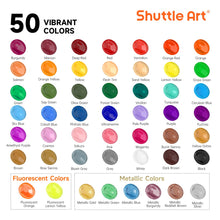 Load image into Gallery viewer, Shuttle Art Acrylic Paint, 50 Colors Acrylic Paint Set, 2oz/60ml Bottles, Rich Pigments, Water Proof, Premium for Artists, Beginners and Kids on Canvas Rocks Wood Ceramic Fabric
