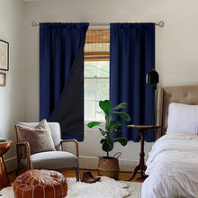 Load image into Gallery viewer, BGment Navy Blue Black-Out 63 Inch Length Curtains for Bedroom Windows with Black Liner, Double Layer Thermal Curtains Room Darkening Curtains with Rod Pocket (52 x 63 Inch, Navy Blue, 2 Panels)
