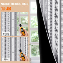 Load image into Gallery viewer, Xiazhilaio 52x63 Inch Blackout Curtains with Black &amp; Gray Geometric Boho Pattern, Scandinavian Modern Minimalist Style Room Darkening Drapes for Bedroom Living Room Window Treatments, 2 Panels
