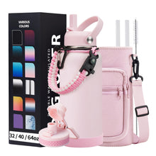 Load image into Gallery viewer, 32 OZ Water Bottles with Straw, Storage Carrier Bag, Paracord Handle &amp; Chug Lid, BPA-free Vacuum Insulated Water Bottle 32oz, Keep Cold 48Hrs &amp; Hot 24Hrs, Stainless Steel Hydro Sports Office Travel
