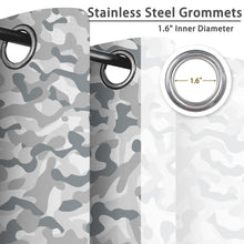 Load image into Gallery viewer, Xiazhilaio 52 x 84 Inch Blackout Curtains with Gray Camouflage Print, Modern Casual Military-Inspired Style Room Darkening Drapes for Bedroom Living Room Window Treatments, 2 Panels
