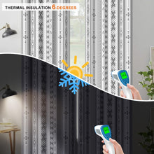 Load image into Gallery viewer, Xiazhilaio 52x63 Inch Blackout Curtains with Black &amp; Gray Geometric Boho Pattern, Scandinavian Modern Minimalist Style Room Darkening Drapes for Bedroom Living Room Window Treatments, 2 Panels
