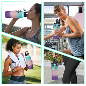 40oz Insulated Water Bottles with Straw and Paracord Handle, Metal Flask Bottle Keep Cold for Cold-48H Hot-24H, Double Vacuum Travel Thermo Mug with Carrying Pouch for Sports Hiking Cycling Running