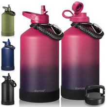 Load image into Gallery viewer, CIVAGO Gallon Insulated Water Bottle Jug with Straw, 128 oz Large Stainless Steel Water Flask, Big Metal Thermal Mug with 3 Lids for Sports, Travel, Gym, and Camping, Dark Rainbow
