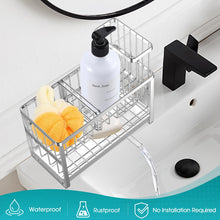 Load image into Gallery viewer, Sinnsally Kitchen Sponge Holder,2 Tier Sink Caddy Organizer with High Brush Holder,Stainless Steel Sink Box Dish Scrubber Holder,Soap Tray for Kitchen Counter Accessories &amp; Storage Rack (Silver)
