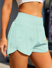 Load image into Gallery viewer, BMJL Women&#39;s Athletic Shorts High Waisted Running Short Pocket 2.5&quot; Sporty Shorts Gym Elastic Workout Shorts(S,Light Green)
