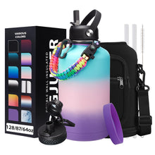Load image into Gallery viewer, DIGJUPER 64OZ Insulated Water-Bottle with Paracord-Handle - Half Gallon Water Bottle Jug with Straw &amp; Spout Lids, Bottle Sleeve &amp; Boot, Keep Cold-48h Hot-24h for Fitness Camping Hunting, Hiking
