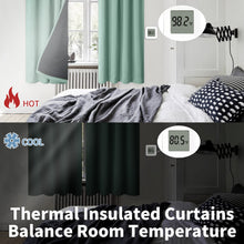 Load image into Gallery viewer, BGment 100% Blackout Curtains for Bedroom with Black Liner, Double Layer Full Room Darkening Noise Reducing and Thermal Insulated Rod Pocket Curtain (52 x 63 Inch, Frosty Green, 2 Panels)
