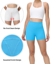 Load image into Gallery viewer, Runhit No Front Seam Biker Shorts for Women - 3&#39;&#39; High Waisted Workout Gym Yoga Volleyball Spandex Booty Shorts with Tummy Control Light Blue Small
