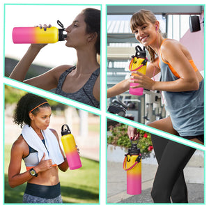 40OZ Insulated Stainless-Steel Water Bottle - Reusable Metal Water Bottles with Straw & Spout Lids, Paracord Handle & Carrier Pouch, Leakproof Workout Water Flask for Women Men