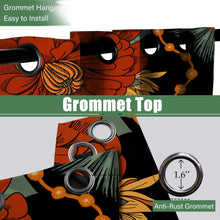 Load image into Gallery viewer, Tyrot 100% Blackout Black Boho Floral Curtains for Living Room 84 inch Long 2 Panels Farmhouse Mid Century Black Out Curtains for Bedroom Grommet Thermal Insulated Room Darkening Window Drapes,52Wx84L
