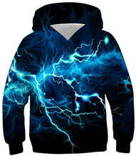Load image into Gallery viewer, Ahegao Boy&#39;s Hoodies Blue Strips Sweatshirt for Kids Size 6-8 Years Casual Hooded Pullover Boys Black Sports Sweater with Pockets
