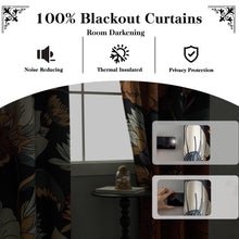 Load image into Gallery viewer, Tyrot Black Boho Floral 100% Blackout Curtains for Bedroom 84 inch Long 2 Panels Mid Century Botanical Black Out Curtains for Living Room Grommet Thermal Insulated Room Darkening Window Drapes,52Wx84L
