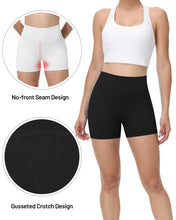 Load image into Gallery viewer, Runhit No Front Seam Biker Shorts for Women - 3&#39;&#39; High Waisted Workout Gym Yoga Volleyball Spandex Booty Shorts with Tummy Control Black Large
