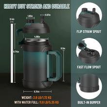 Load image into Gallery viewer, Zukro 1 Gallon Water Jug, One Gallon Large Triple Wall Insulated Metal Jug With Straw and Spout, No Sweat 128 oz Stainless Steel Sport Water Bottle Keeps Cold 48 Hours for Outdoors,
