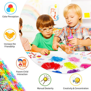 INSCRAFT 17500+ Rubber Loom Bands with 3 Layer Blue Container, 28 Colors, 600 S-Clips, 352 Beads, 40 Cartoon Pendant, Bracelet Making Refill Kit for Kids