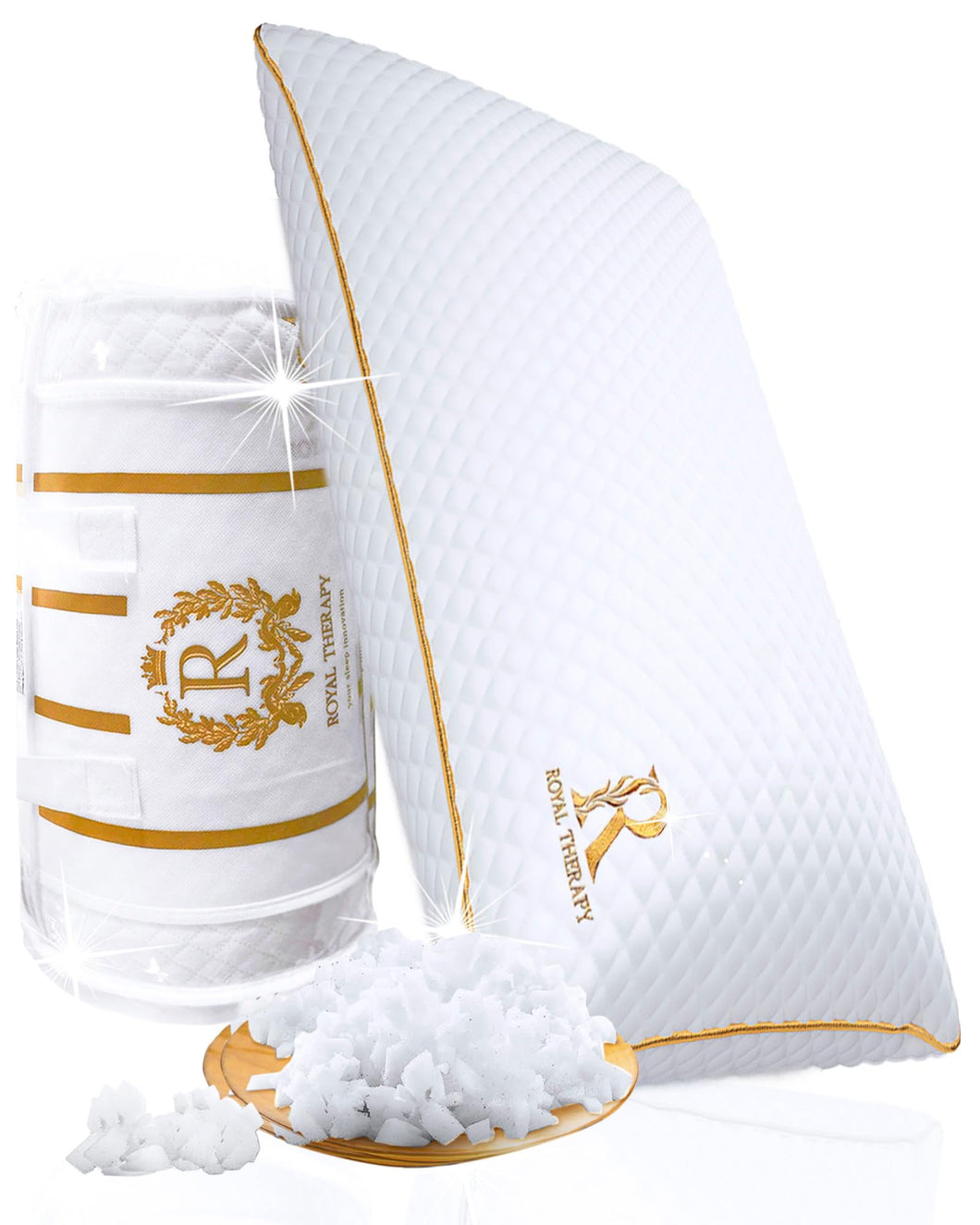 Royal Therapy Queen Memory Foam Pillows - Shredded Memory Foam Pillow for All Sleep Positions - Medium Firm Pillow with Adjustable Loft - Bamboo Rayon Cover - CertiPUR-US & Oeko-TEX Certified