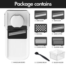 Load image into Gallery viewer, Cambom Mandoline Slicer Vegetable Slicer With 2 L Container for Potatoes, Tomatoes, Cucumbers, Carrots With 10 Blades White
