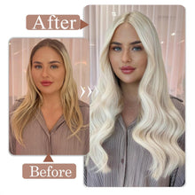Load image into Gallery viewer, Platinum Blonde Human Hair Clip in Extensions 20 Inch Clip in Hair Extensions Real Human Hair #60 Remy Hair Extensions for Women Easy to Install 5pcs 80g/2.82oz
