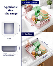 Load image into Gallery viewer, Kitsure Dish Drying Rack for Kitchen Counter, Stainless Steel Sink Organization and Storage Essentials with Cutlery Holder, Home and Appartment Decor, 12&#39;&#39;W x 15.5&#39;&#39;L, Pink
