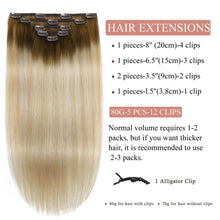 Load image into Gallery viewer, Clip in Hair Extensions Real Human Hair 100% Remy Human Hair Extensions Balayage Ash Brown to Blonde Ash Blonde Highlight Clip in Extensions for Women 16 Inch 5pcs/80g Double Weft Clip ins
