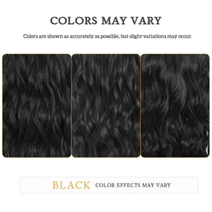 Fliace Clip in Black Hair Extensions for Women, Thick Double Weft Wavy Soft Hair & Blends Well Long Hairpieces(20inch, 6pcs, Natural Black)